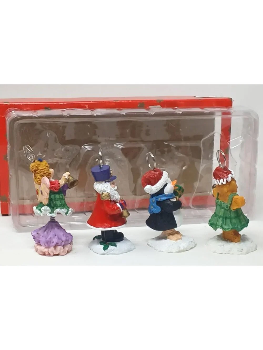 4 Christmas PlaceCard Holders Bobble Wiggle Angel Santa Penguin Gingerbread #D21